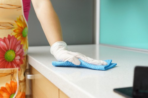 Professional carpet cleaning in a retail or customer-facing workspace in Uxbridge